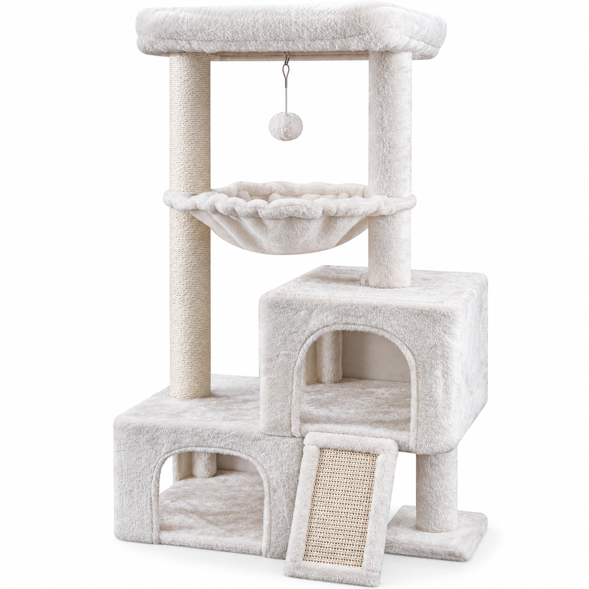 POUPIPETS Cat Tree Tower – 37.4" Cactus Condo with Hammock, Scratching Post & Perch