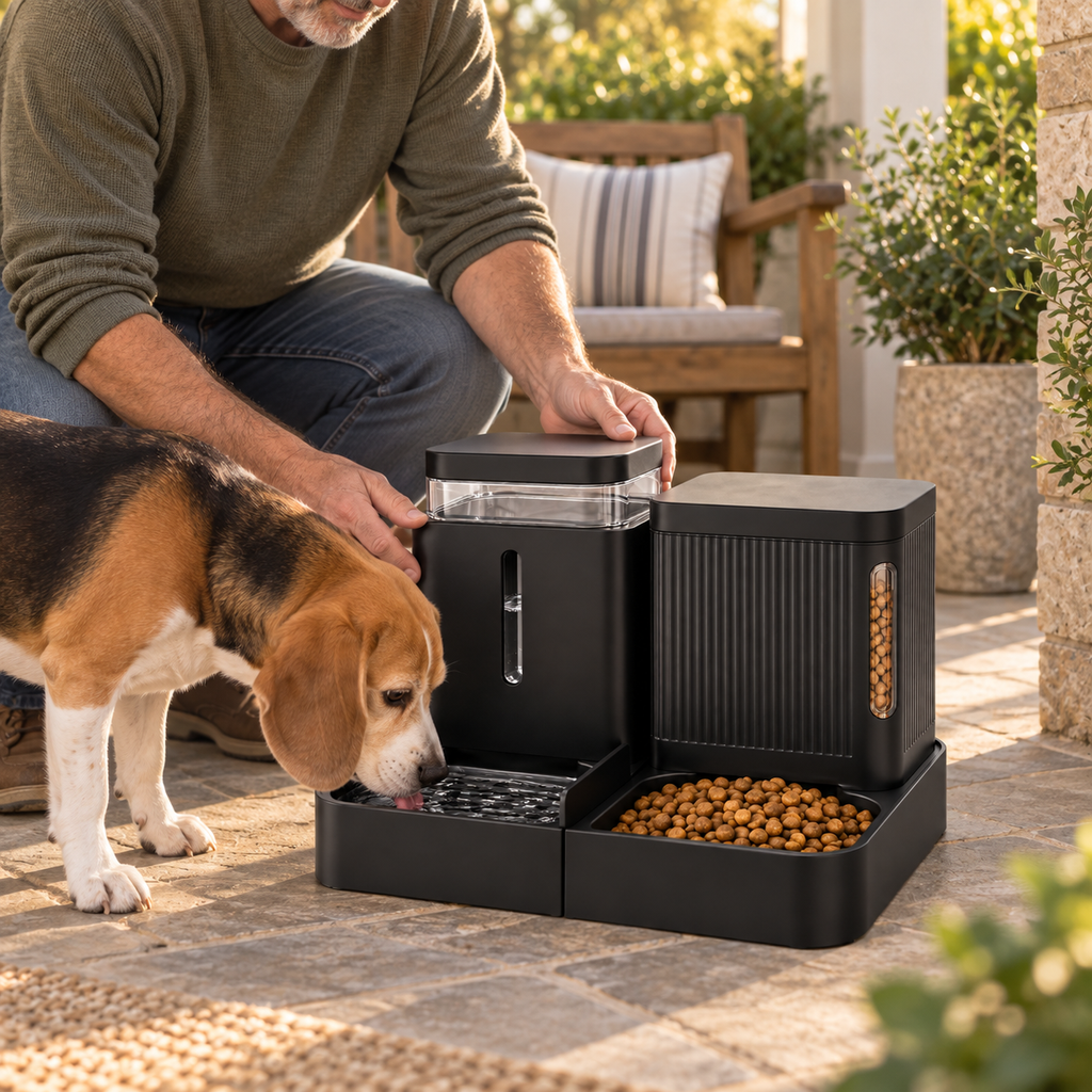 POUPIPETS Gravity Pet Feeder – Automatic Food & Water Dispenser Set for Cats & Dogs