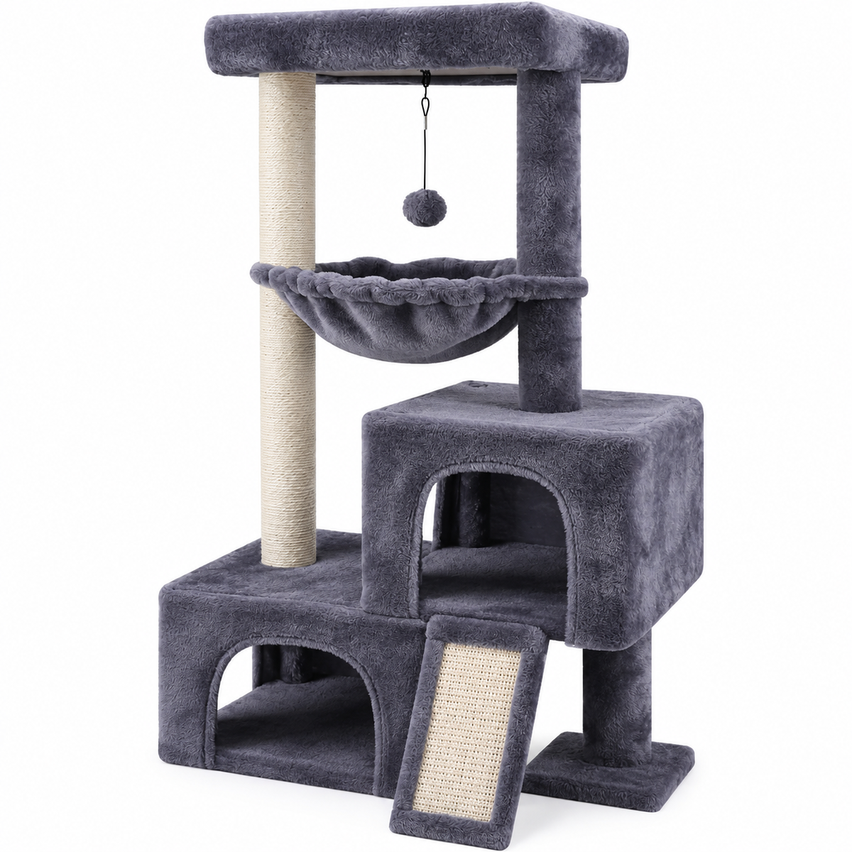 POUPIPETS Cat Tree Tower – 37.4" Cactus Condo with Hammock, Scratching Post & Perch