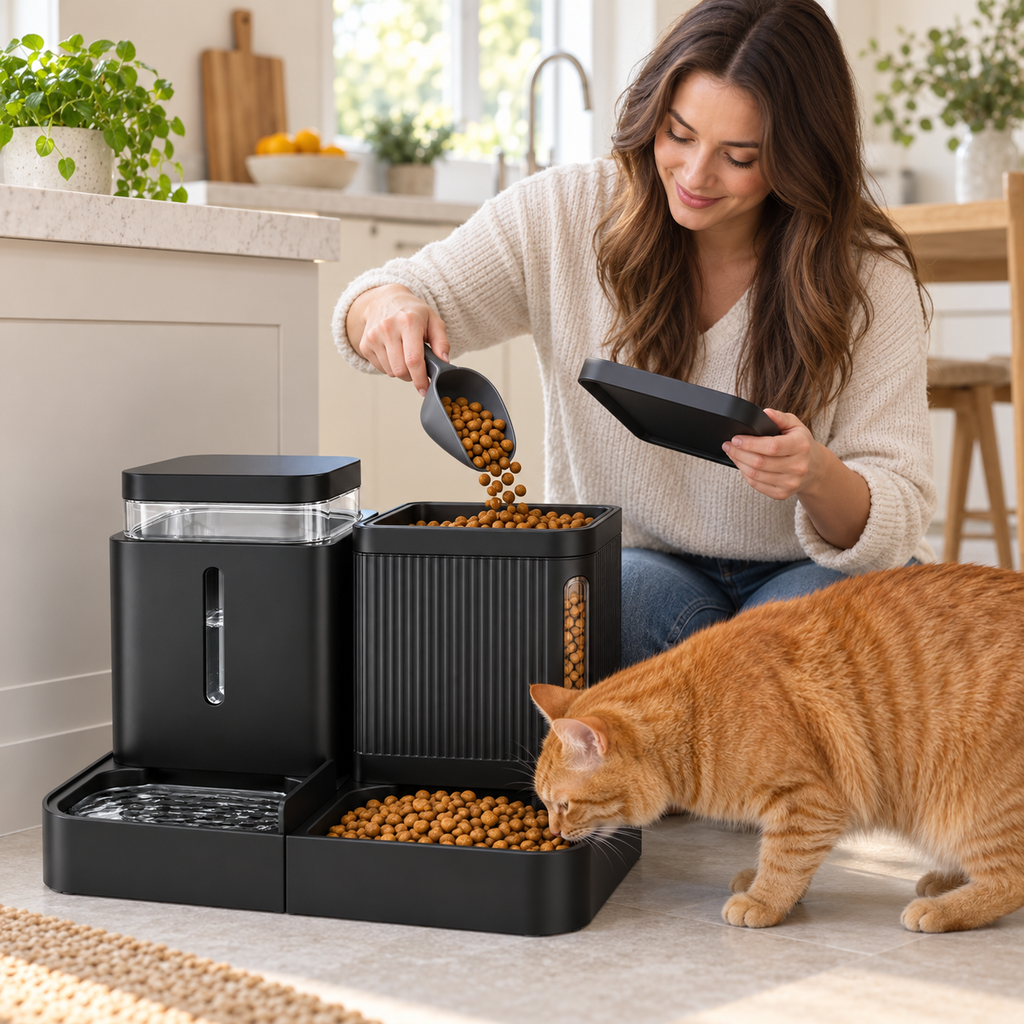 POUPIPETS Gravity Pet Feeder – Automatic Food & Water Dispenser Set for Cats & Dogs
