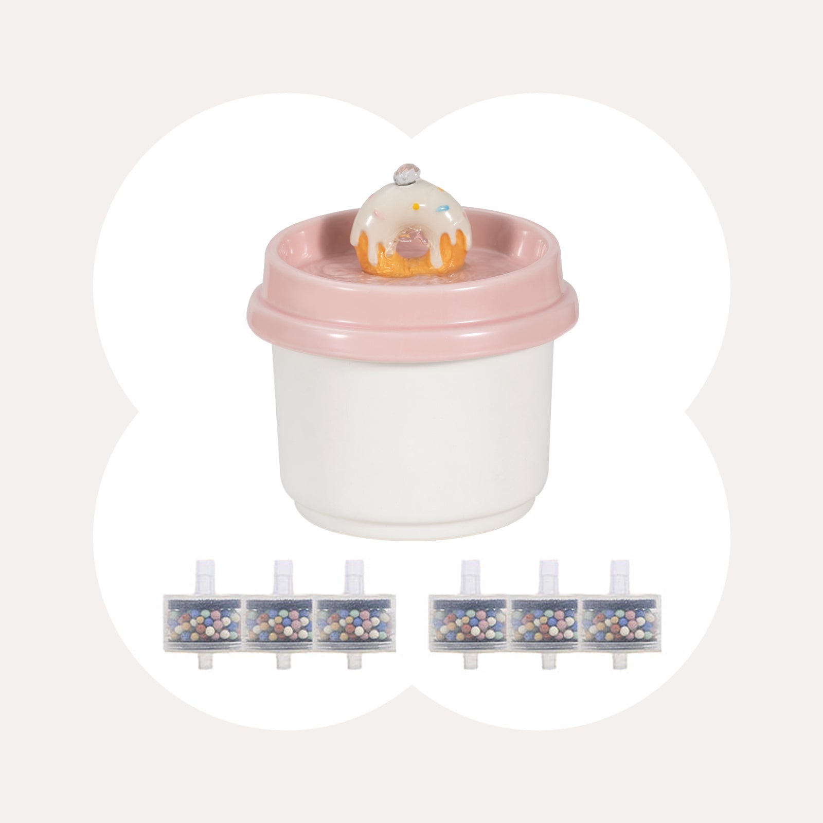 Dailypets Donut Style Ceramic Cat Water Fountain 42oz with Automatic Filtration