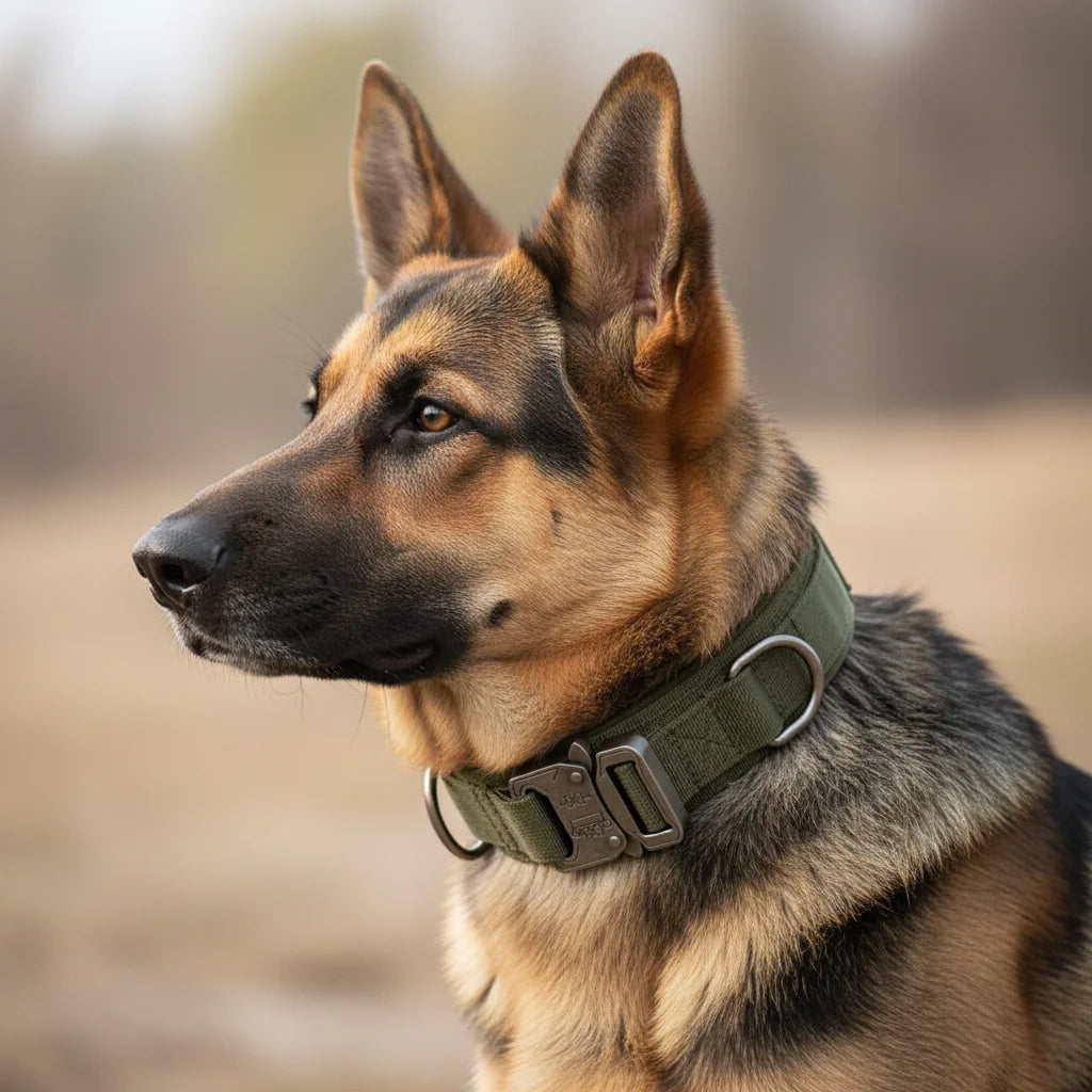 Dailypets Tactical Dog Collar & Bungee Leash Set with Adjustable Nylon Design