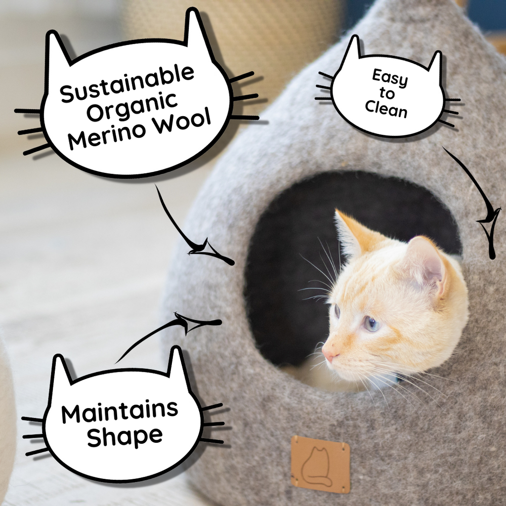 Dailypets Luxury Cat Cave Bed, Wool Hideout for Cozy Indoor Naps