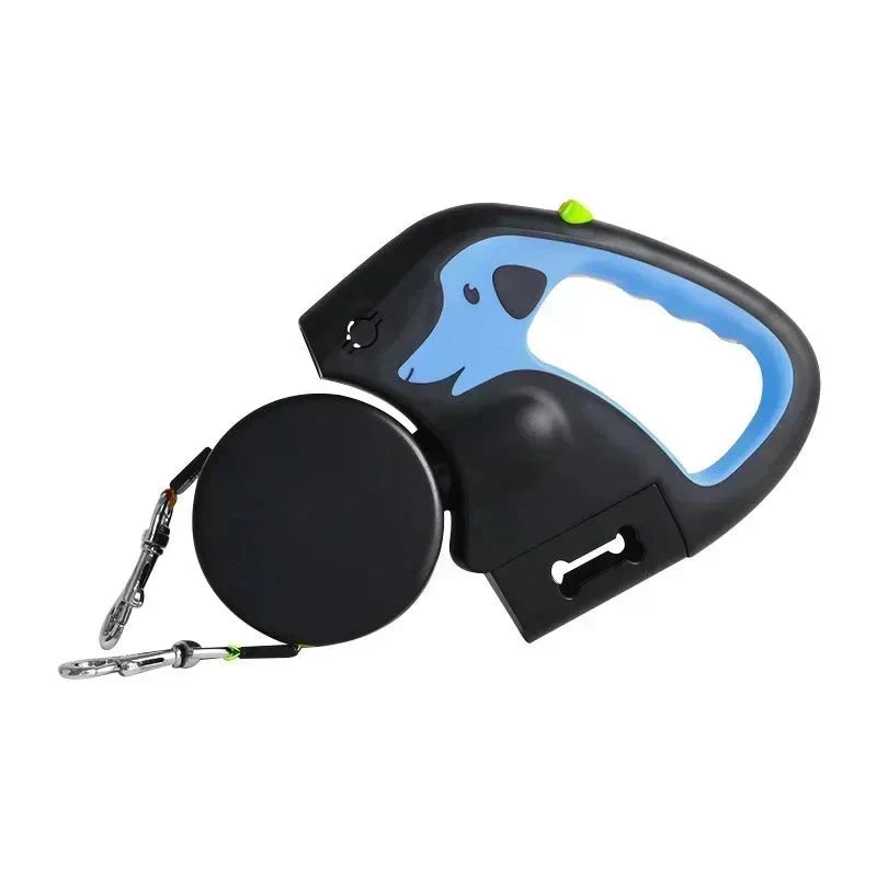 Dailypets 3-in-1 Dual Retractable Dog Leash with Flashlight & Waste Bag Holder