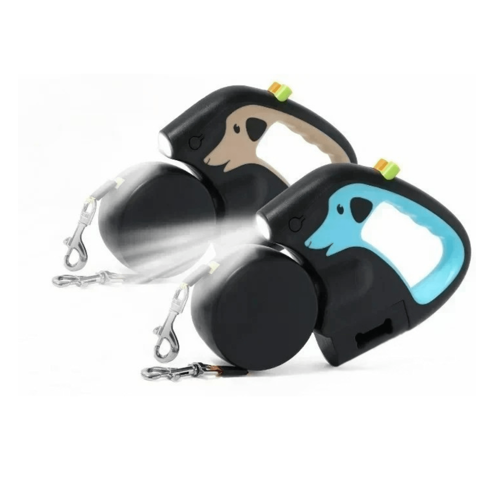 Dailypets 3-in-1 Dual Retractable Dog Leash with Flashlight & Waste Bag Holder