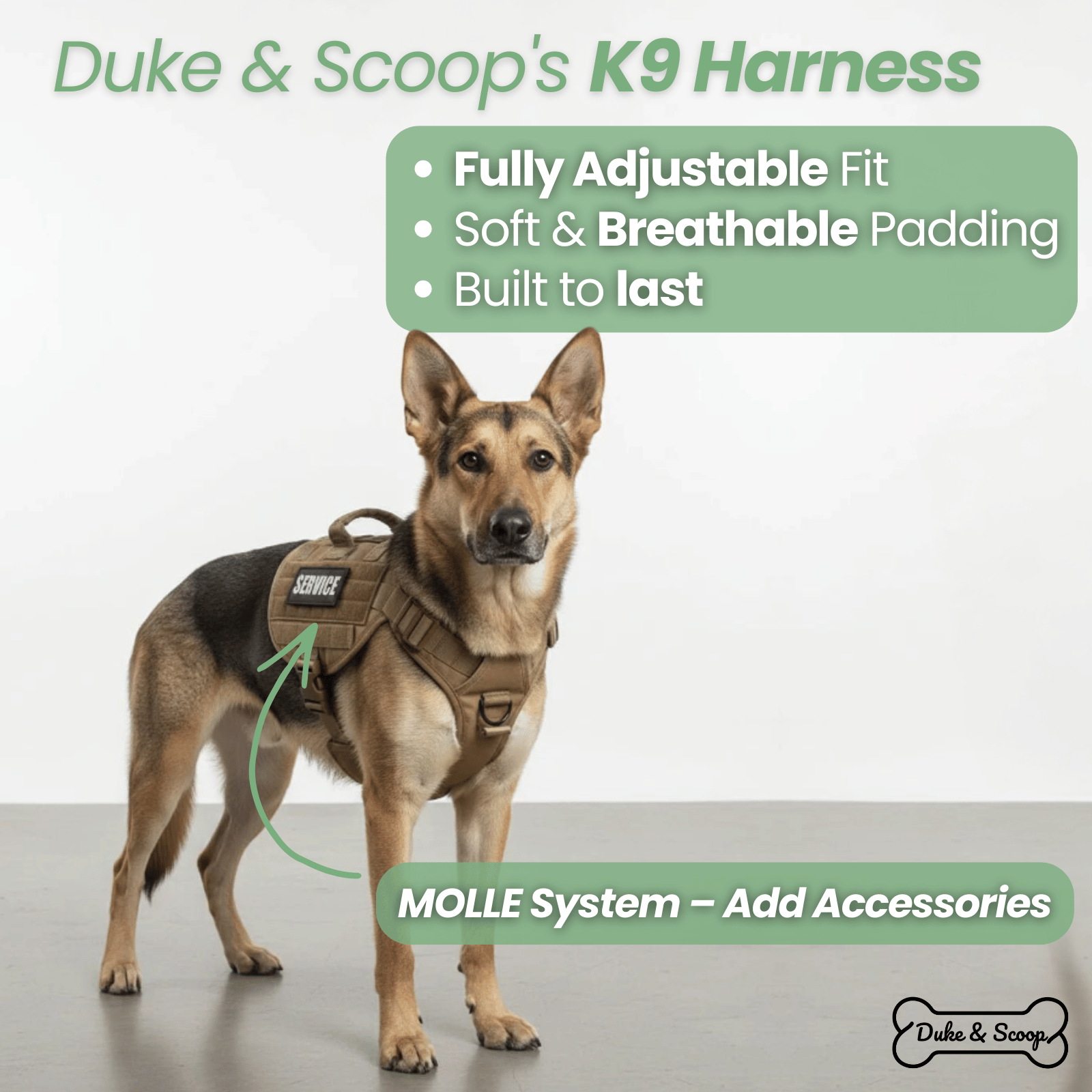 Dailypets Tactical Dog Harness with MOLLE System for Training and Outdoor Adventures