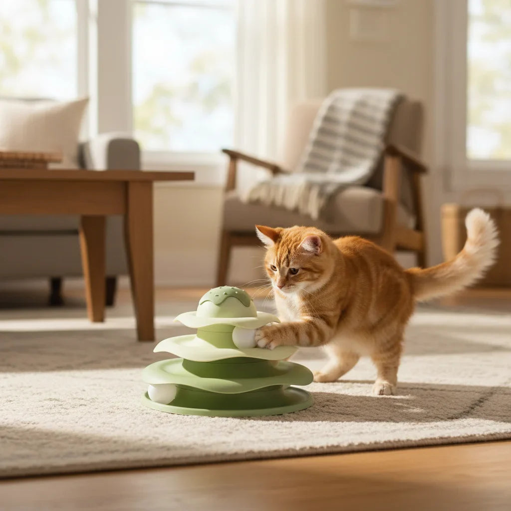 Dailypets Multi-Level Cat Ball Tower with Interactive Rolling Tracks for Indoor Play