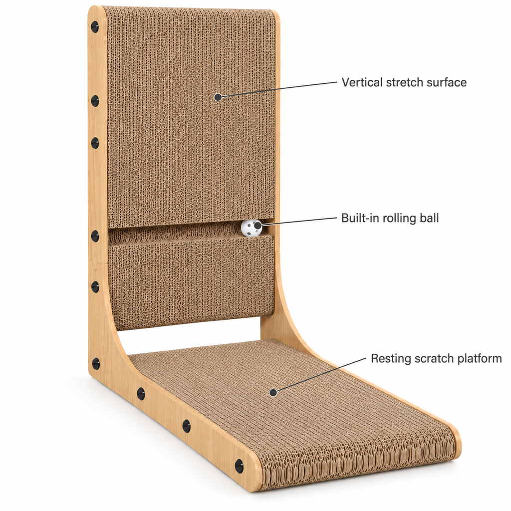 POUPIPETS Cat Scratching Board – 2-Pack L-Shaped Cardboard Scratcher, 25.6" Tall
