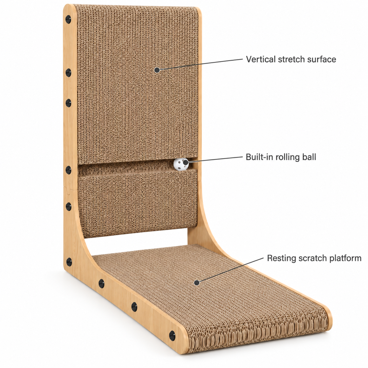 POUPIPETS Cat Scratching Board – 2-Pack L-Shaped Cardboard Scratcher, 25.6" Tall