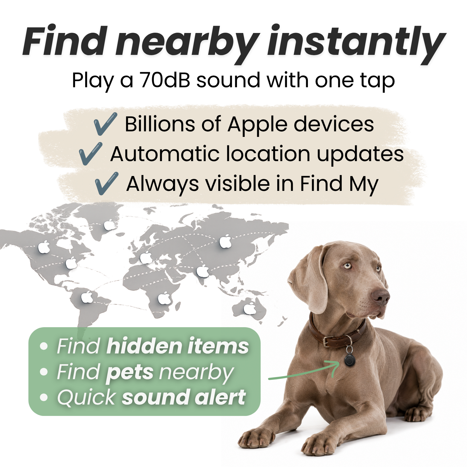 Dailypets Bluetooth Pet Tracking Tag for Apple Devices with Replaceable CR2032 Battery