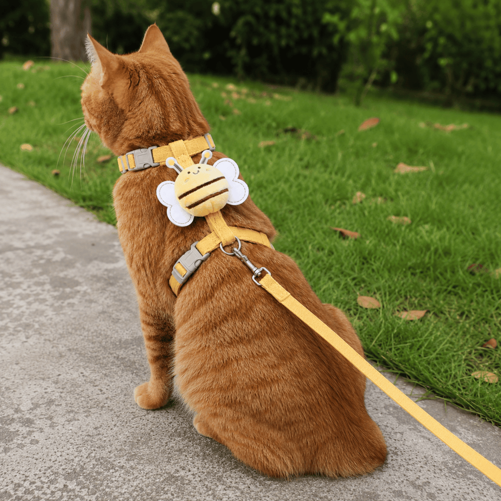 Dailypets Bee Print Cat Harness and Leash Set for Comfortable Outdoor Adventures Daily