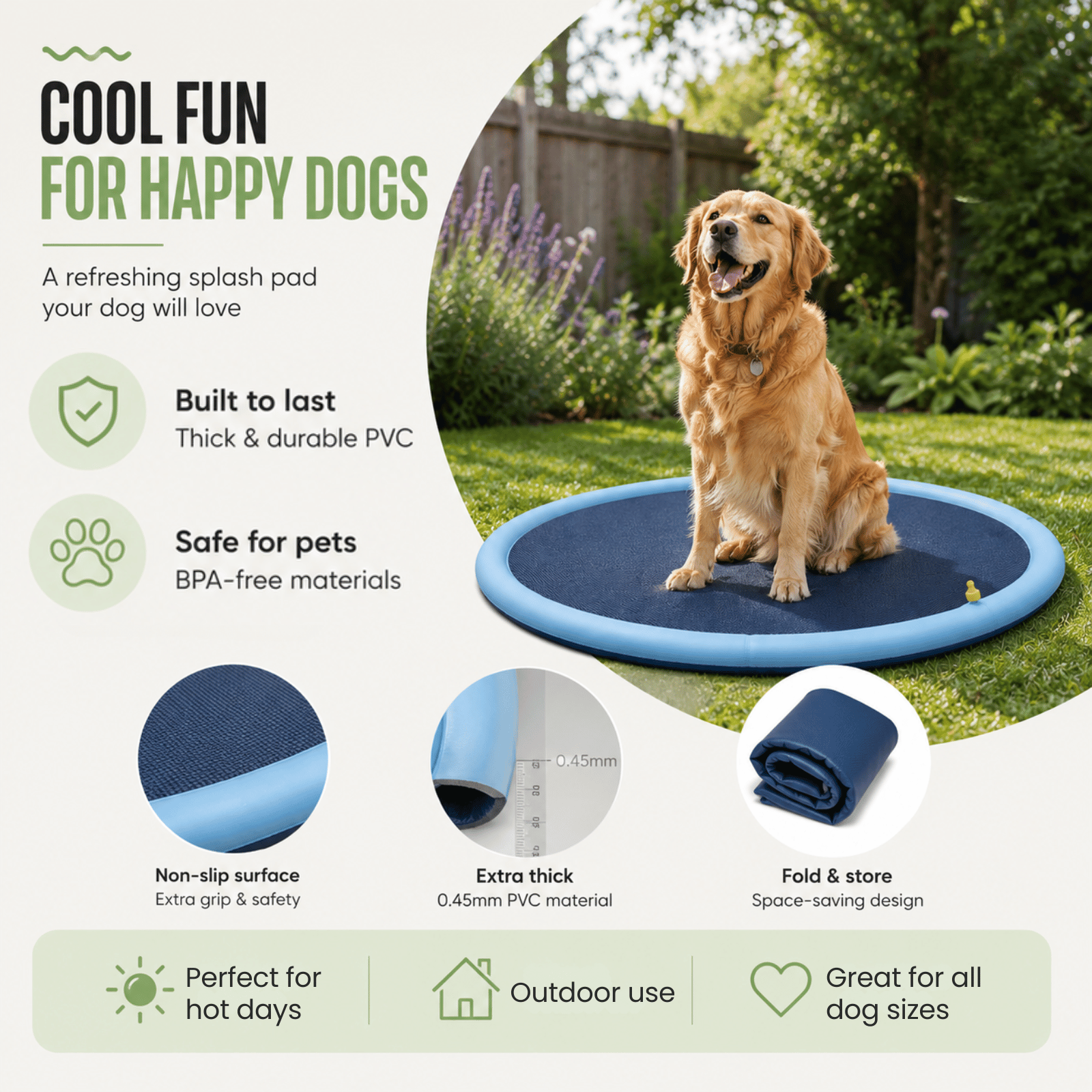 Dailypets Dog Splash Pad – Outdoor Sprinkler Mat for Summer Water Fun