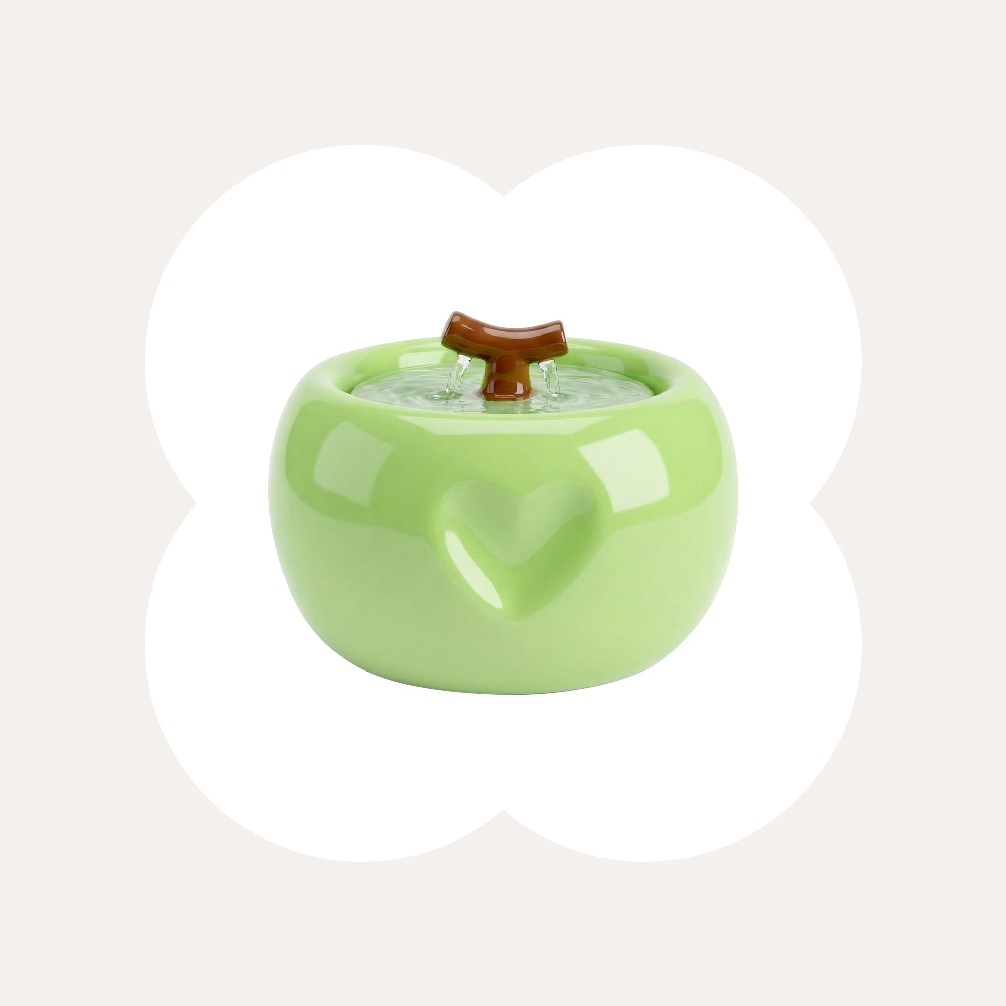 Dailypets Ceramic Apple Cat Water Fountain 50oz with Flowing Water Design