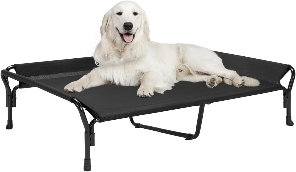 Poupipets Elevated Dog Hammock Bed with Guardrails and Powder-Coated Steel Frame