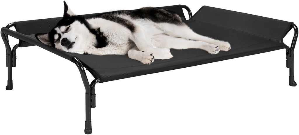 Poupipets Elevated Dog Hammock Bed with Guardrails and Powder-Coated Steel Frame