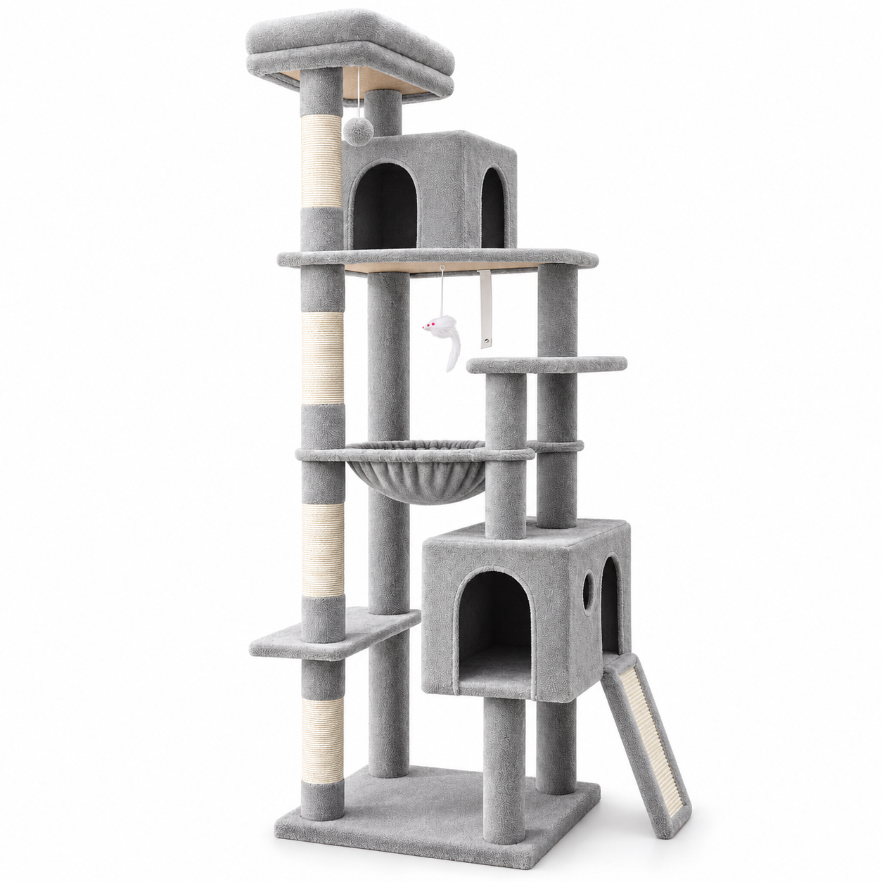 POUPIPETS Cat Tree Tower – 70in Heavy Duty Multi-Level Condo & Scratching Posts for Large Cats