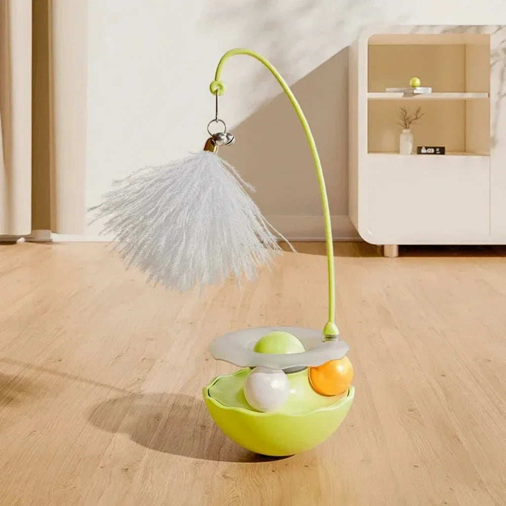 Dailypets Multi-Activity Wobble Cat Toy with Feather Teaser & Rolling Ball Track