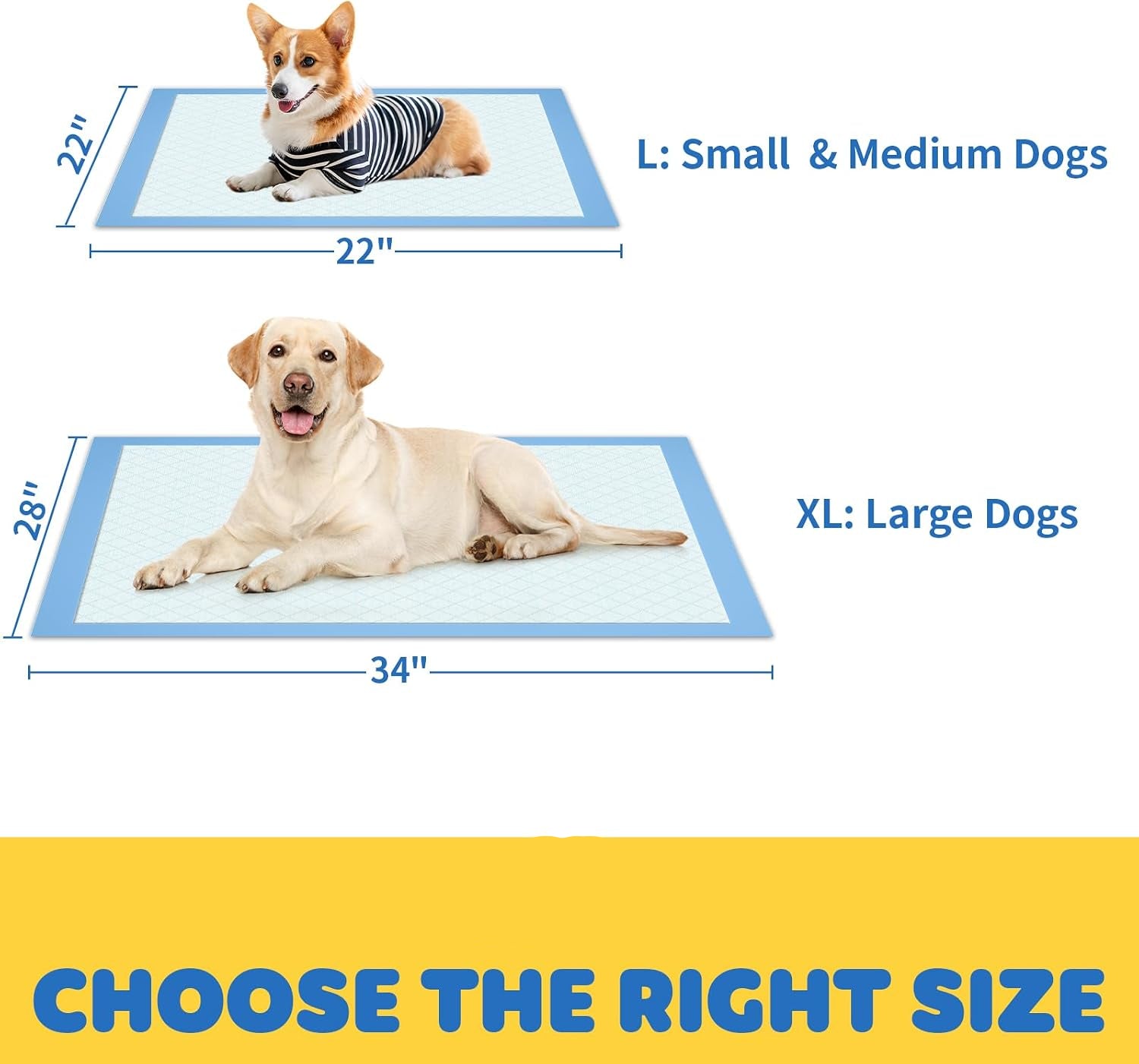 Poupipets Extra Large 6-Layer Leak-Proof Puppy Training Pads 34 x 28 Inch Quick-Dry 100 Pack
