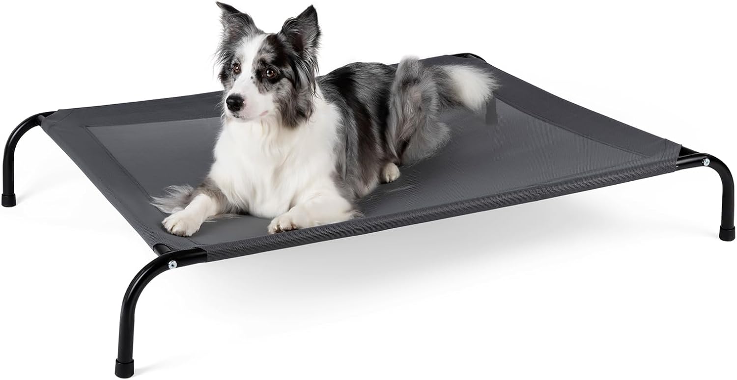 Poupipets Large Dog Hammock Bed with Ventilated Fabric and Stable Steel Frame