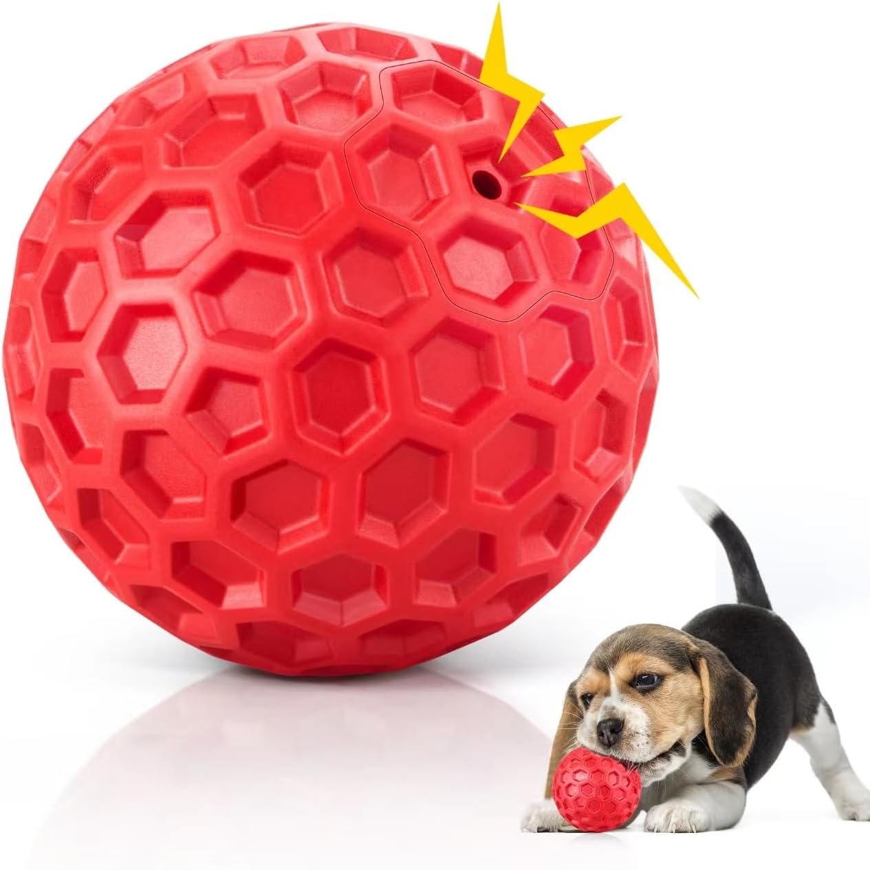 Dailypets Squeaky Dog Chew Ball with Treat Dispensing Texture for Large Breed Dogs