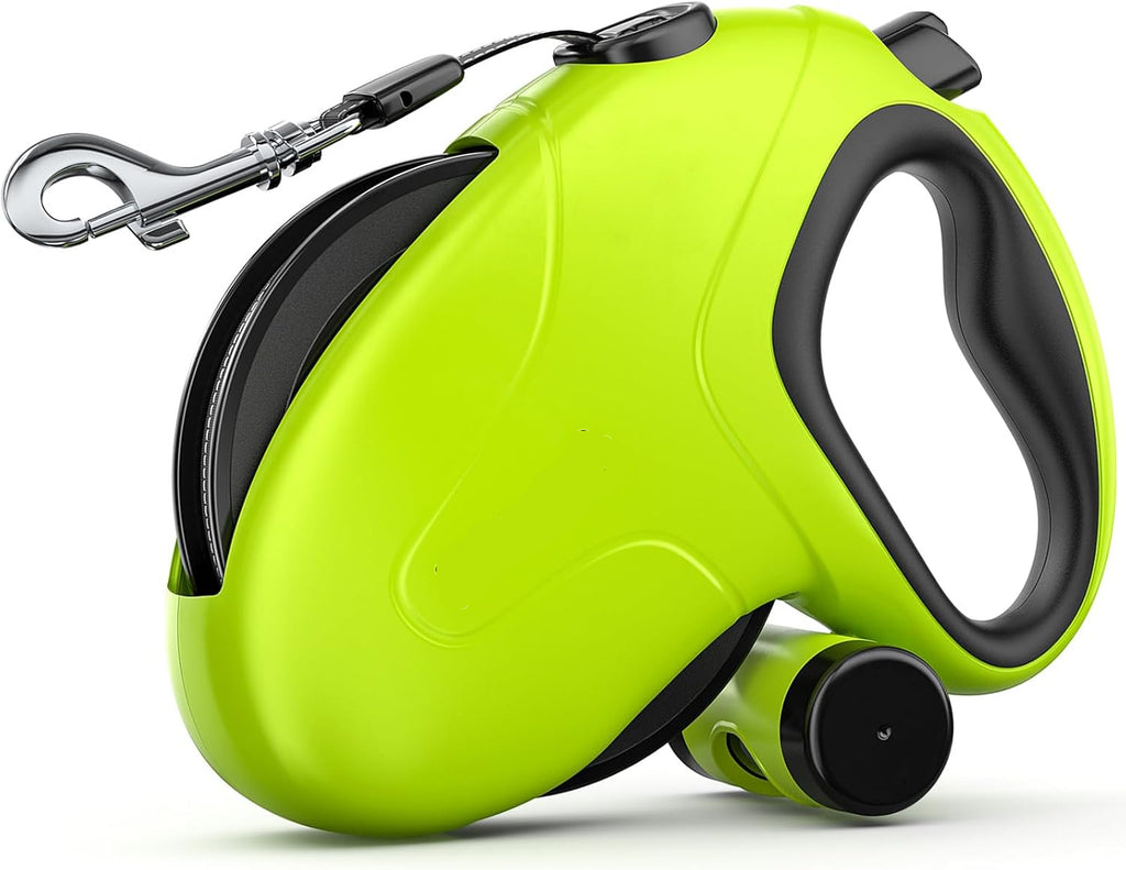 Poupipets Long Retractable Dog Leash with Reflective Line and One-Button Brake Control