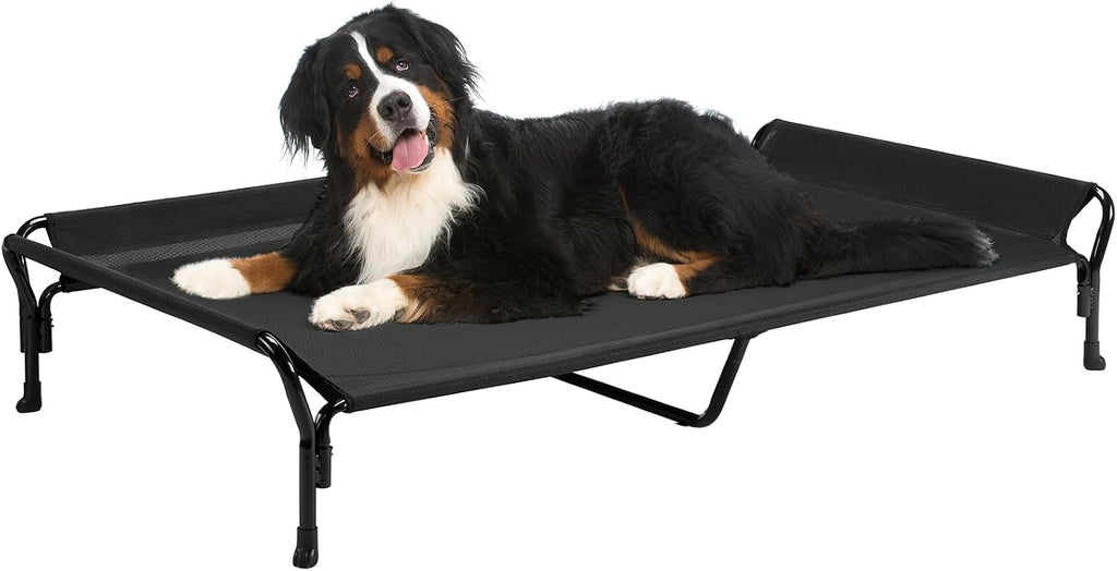 Poupipets Elevated Dog Hammock Bed with Guardrails and Powder-Coated Steel Frame