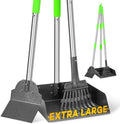 Poupipets Heavy-Duty Metal Dog Pooper Scooper Set with Extra-Large Tray, Long Handles & Yard Cleaning Tools