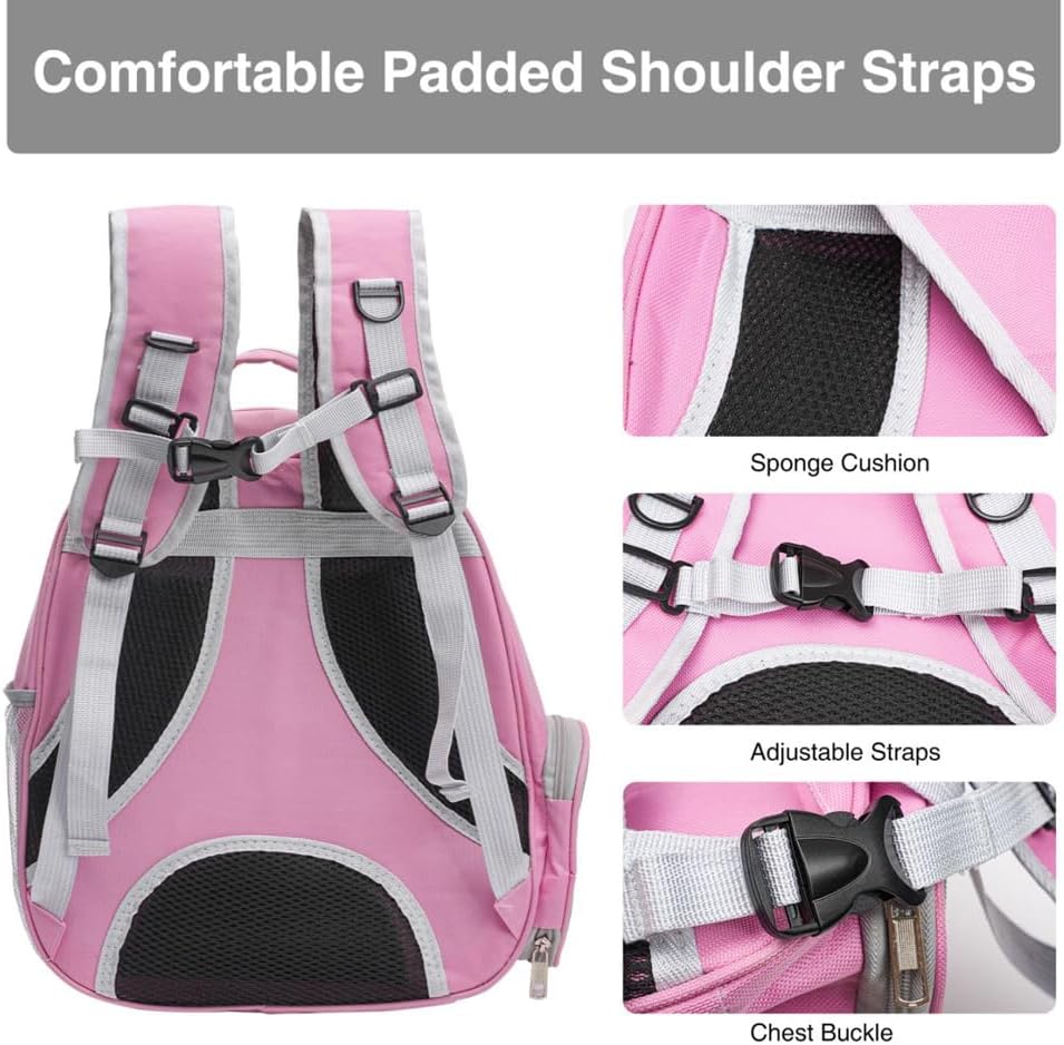 Poupipets Portable Cat Backpack with Wide Viewing Window and Ventilated Side Panels