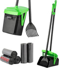 Poupipets Long Handle Dog Waste Scooper with Swivel Bin & 100 Bag Set