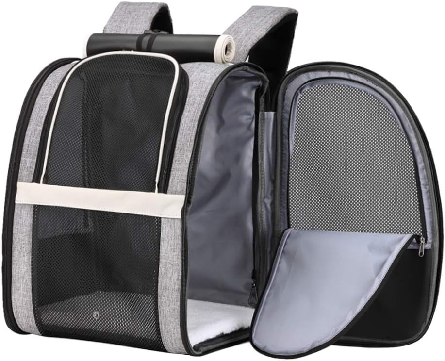 Poupipets Breathable Pet Backpack Carrier with Comfortable Shoulder Straps and Mesh Sides