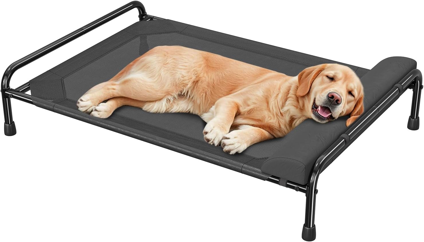 Poupipets Heavy-Duty Elevated Dog Bed with Waterproof Mesh and 200 lb Support