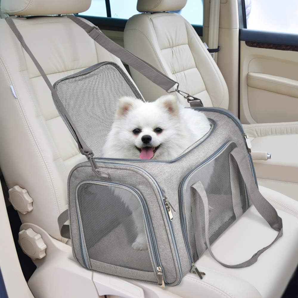Poupipets Breathable Pet Carry Bag with Removable Mat and Secure Zipper Design