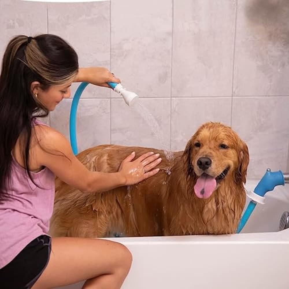 Poupipets Slip-On Tub Faucet Sprayer with 5 ft Hose for Easy Dog Bathing
