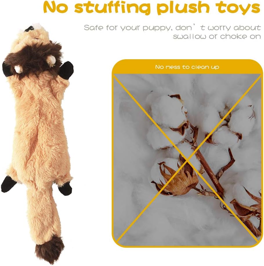 Dailypets 5 Piece Stuffless Plush Dog Toy Set with Dual Squeakers for Interactive Play