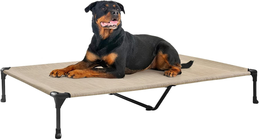 Poupipets Breathable Elevated Dog Cot with Teslin Mesh and Stable Steel Frame