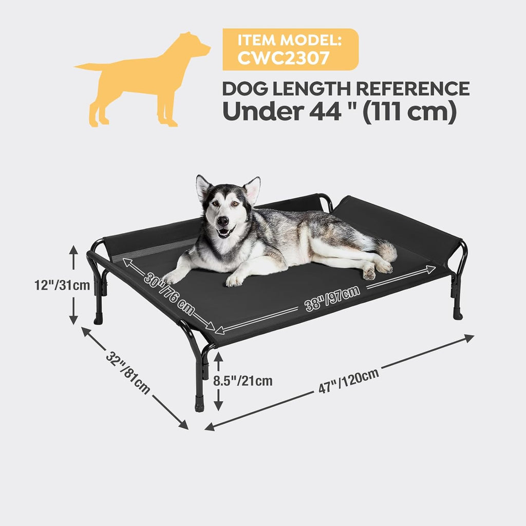 Poupipets Elevated Dog Hammock Bed with Guardrails and Powder-Coated Steel Frame