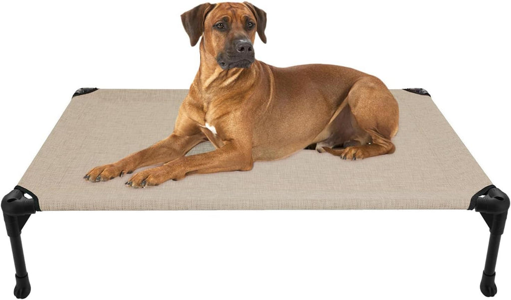 Poupipets Breathable Elevated Dog Cot with Teslin Mesh and Stable Steel Frame