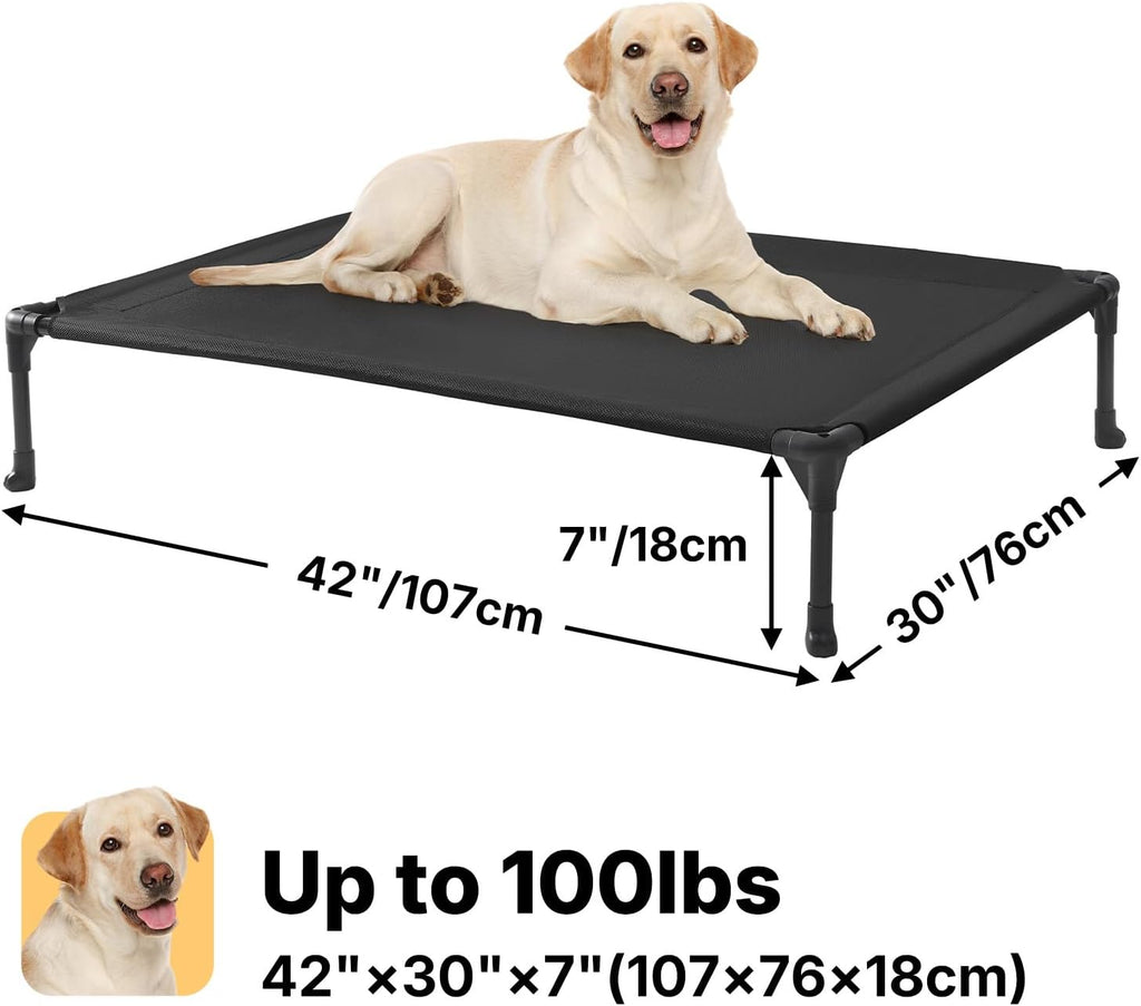 Poupipets Breathable Elevated Dog Cot with Teslin Mesh and Stable Steel Frame