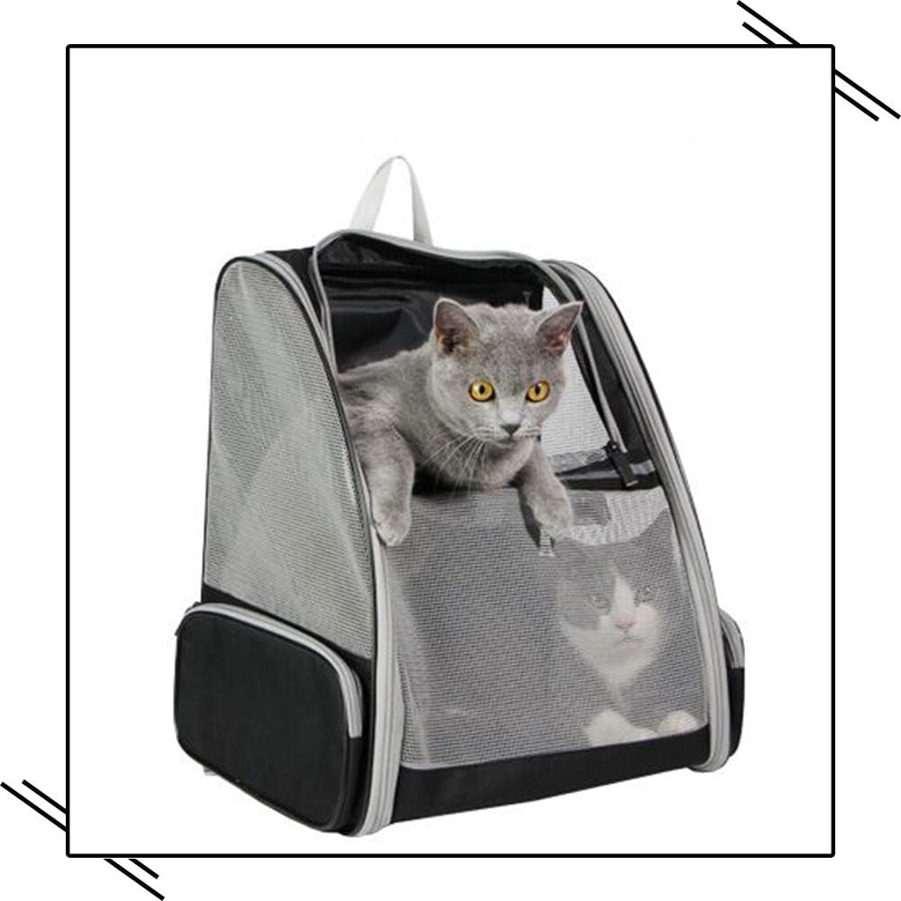 Poupipets Breathable Pet Backpack Carrier with Comfortable Shoulder Straps and Mesh Sides