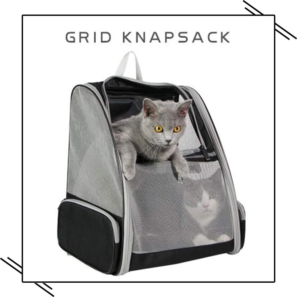 Poupipets Breathable Pet Carrier Backpack with Three-Sided Mesh and Comfort Mat