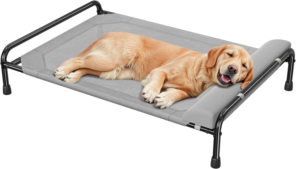Poupipets Heavy-Duty Elevated Dog Bed with Waterproof Mesh and 200 lb Support