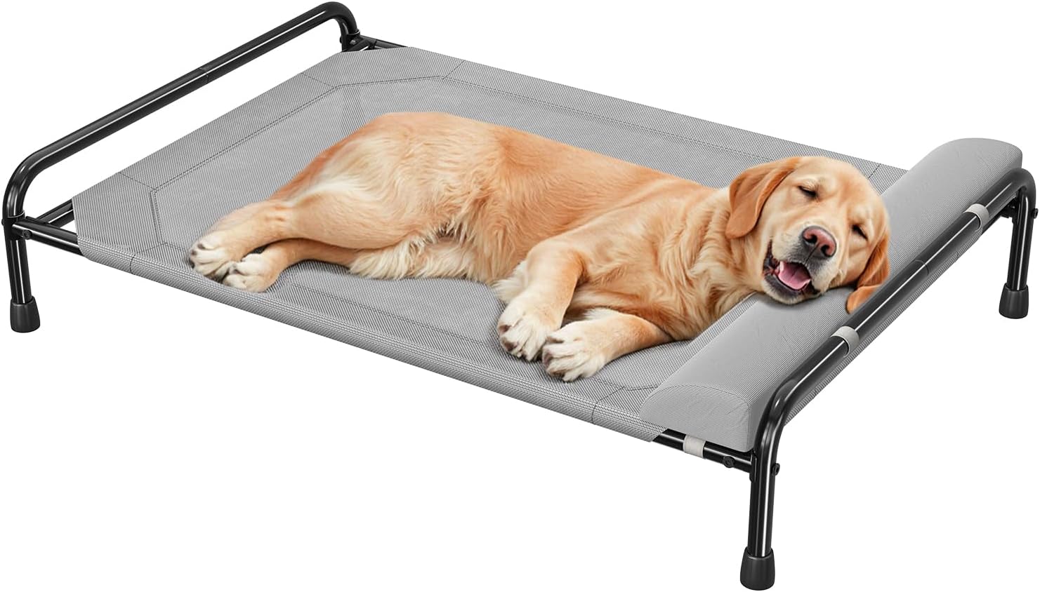 Poupipets Heavy-Duty Elevated Dog Bed with Waterproof Mesh and 200 lb Support