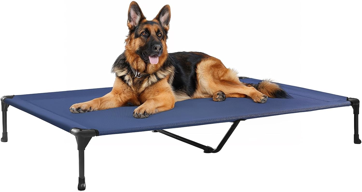 Poupipets Breathable Elevated Dog Cot with Teslin Mesh and Stable Steel Frame