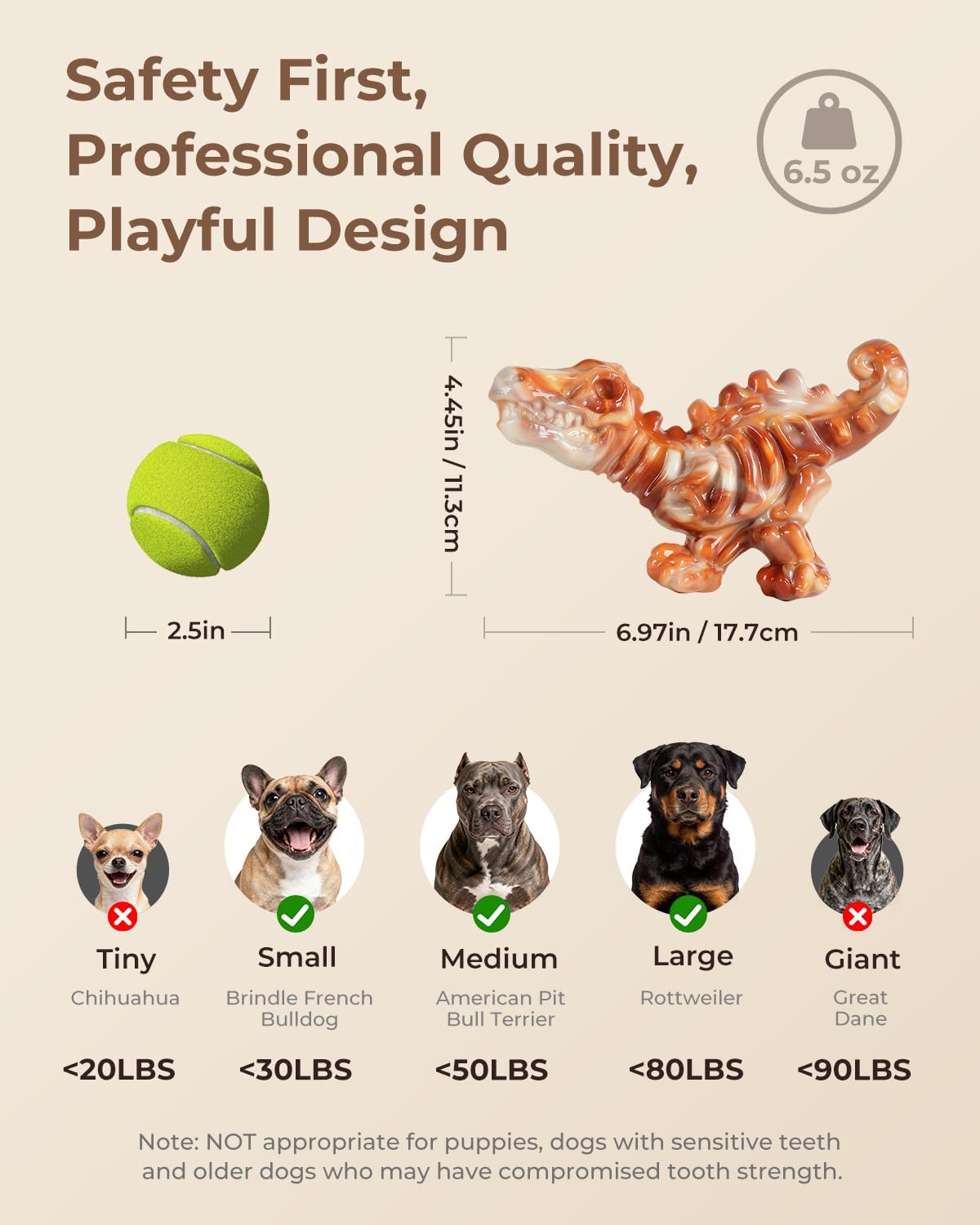 Dailypets Dinosaur Dog Chew Toy Set with Bacon Flavor for Strong Chewers 2 Pack