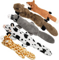 Dailypets 5 Pack Plush Dog Toys with Crinkle Fabric and Dual Squeakers for All Dogs
