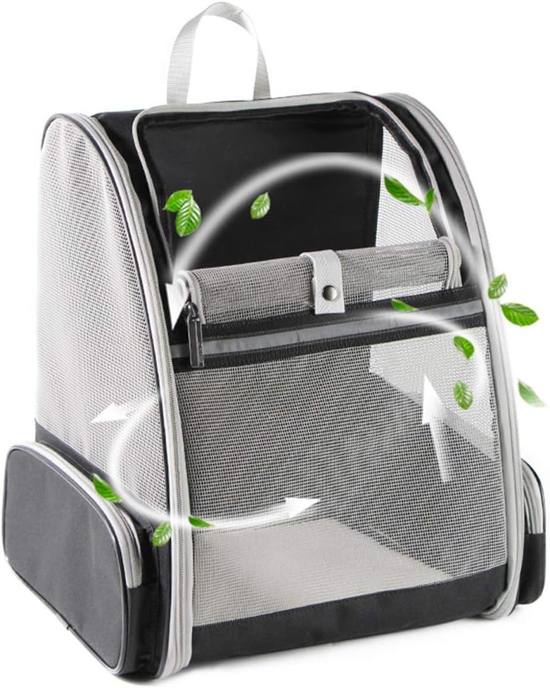 Poupipets Breathable Pet Carrier Backpack with Three-Sided Mesh and Comfort Mat