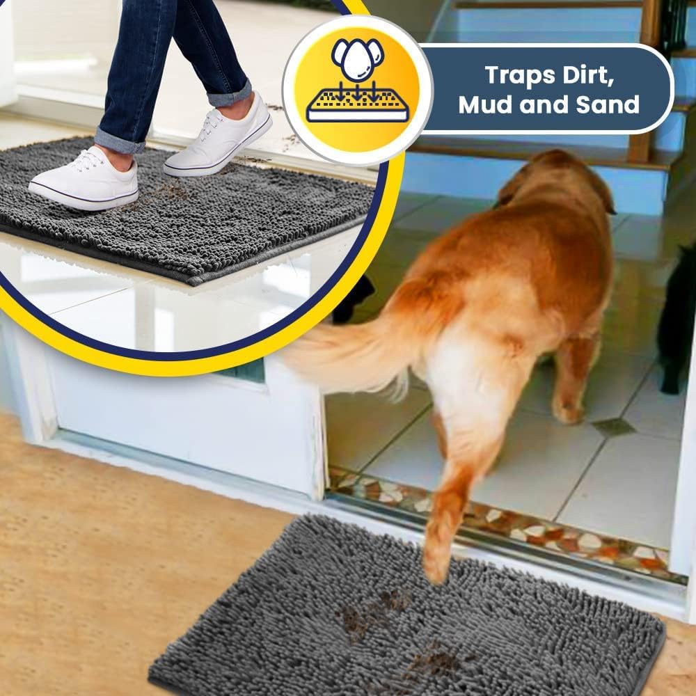 Poupipets Quick Dry Microfiber Pet Door Mat for Muddy Paws and Wet Shoes