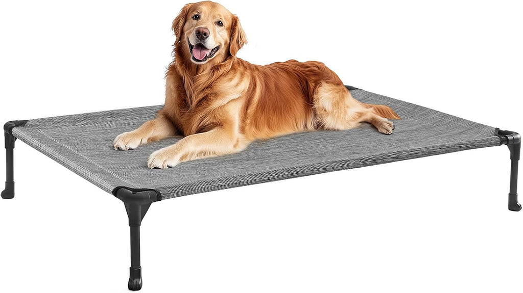 Poupipets Breathable Elevated Dog Cot with Teslin Mesh and Stable Steel Frame