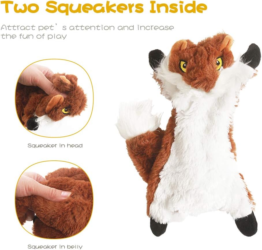 Dailypets 5 Piece Stuffless Plush Dog Toy Set with Dual Squeakers for Interactive Play