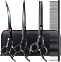 Poupipets Professional Dog Grooming Scissors Kit with Stainless Steel Shears and Comb